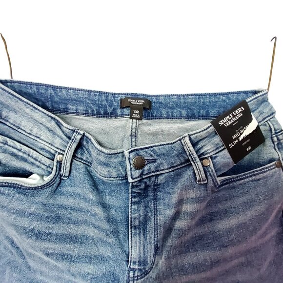 Simply Vera Vera Wang Womens Mid-Rise Slim Straight Jeans Size 10R Blue Denim - Picture 7 of 8